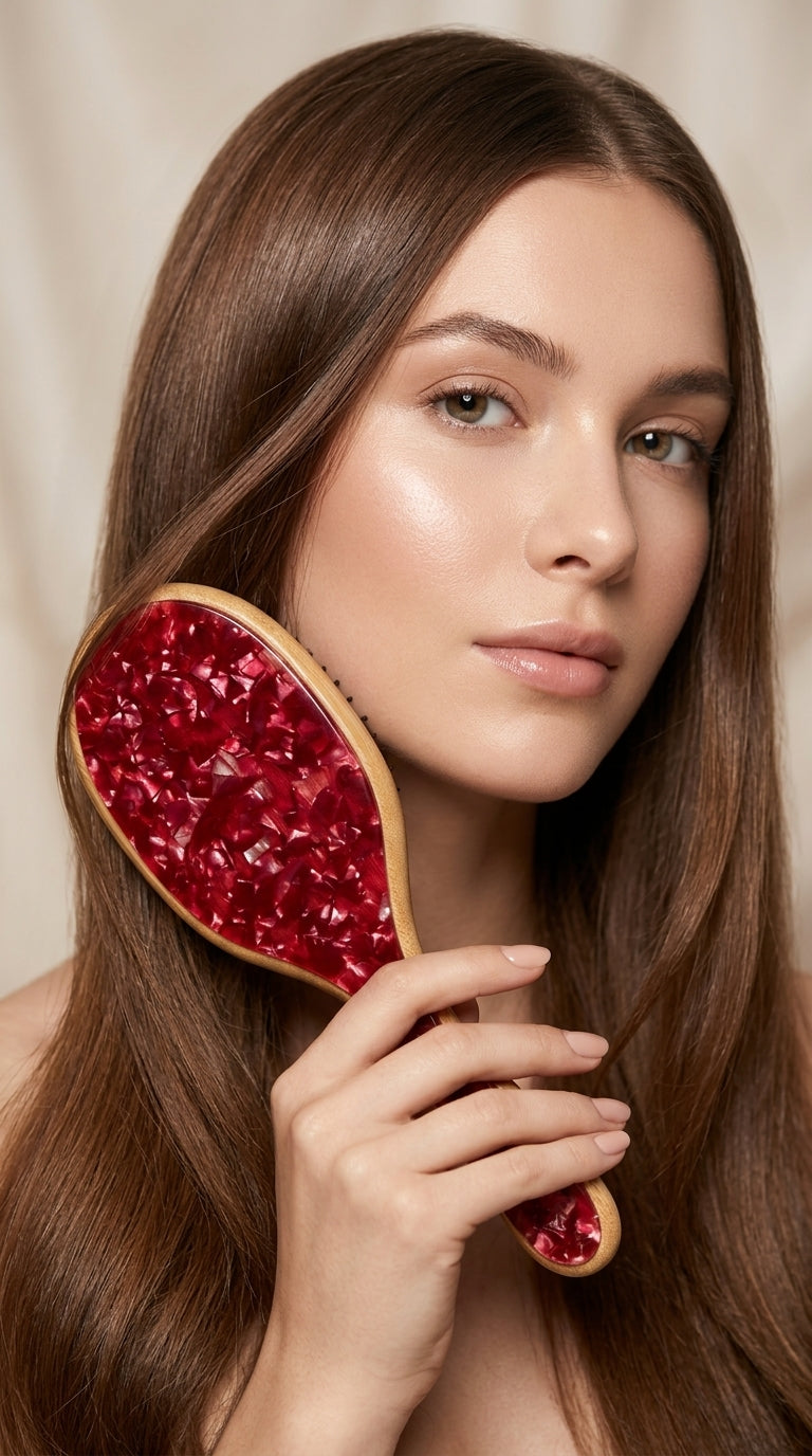 Bamboo Hair Brush - Red